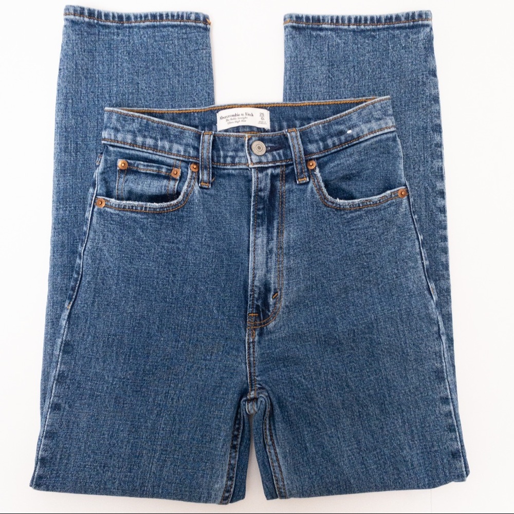 ABERCROMBIE & FITCH Ultra High Rise Ankle Straight Jeans Medium Wash Size 0 / 25 - Picture 5 of 9